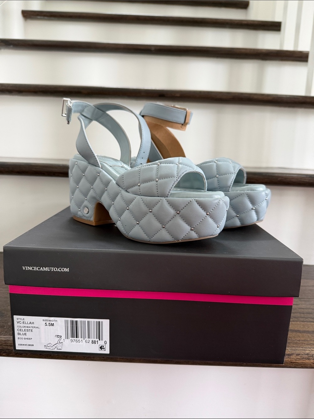 Vince Camuto Ellah Chunky Platform Sandals - Celeste Blue NEVER WORN - Picture 6 of 6
